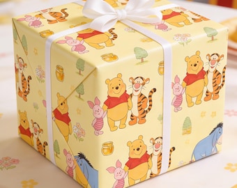 I POOH / Paper Sleeve 8CDs Box Set！ Winnie the Pooh Wrapping Paper, Vintage Storybook Baby Shower Gift