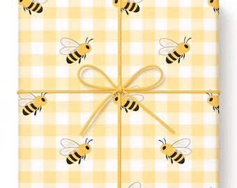 Cadeaupapier met bijenmotief, Cadeaupapier met honingbijen, Cadeaupapier met hommelmotief, Cadeaupapier voor verjaardagen en babyshowers