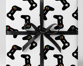 Gaming Wrapping Paper, Gamer Birthday Gift Wrap, Video Game Packaging
