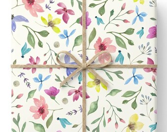 Wildflowers Wrapping Paper, Vintage Botanical Gift Wrap, Cottagecore Floral Packaging