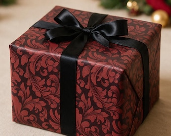 Red Baroque Wrapping Paper, Elegant Red Gift Wrap, Ornate Gift Wrapping Paper, Vintage Red Wrapping Paper, Luxury Gift Wrap