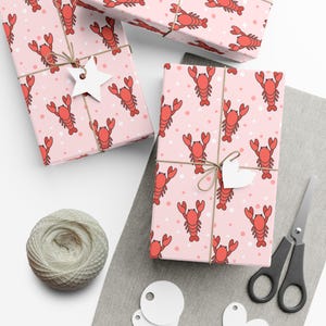 Lobster Wrapping Paper Birthday Party Gift Wrap Red