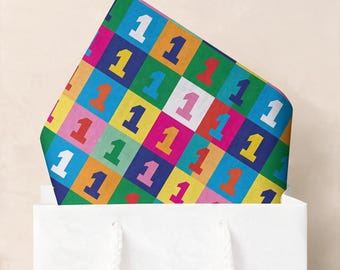 First Birthday Tissue Paper, 1st Birthday Gift Wrap, First Birthday Party Decor, One Year Old Gift Tissue Paper, Birthday Tissue, Set of 6