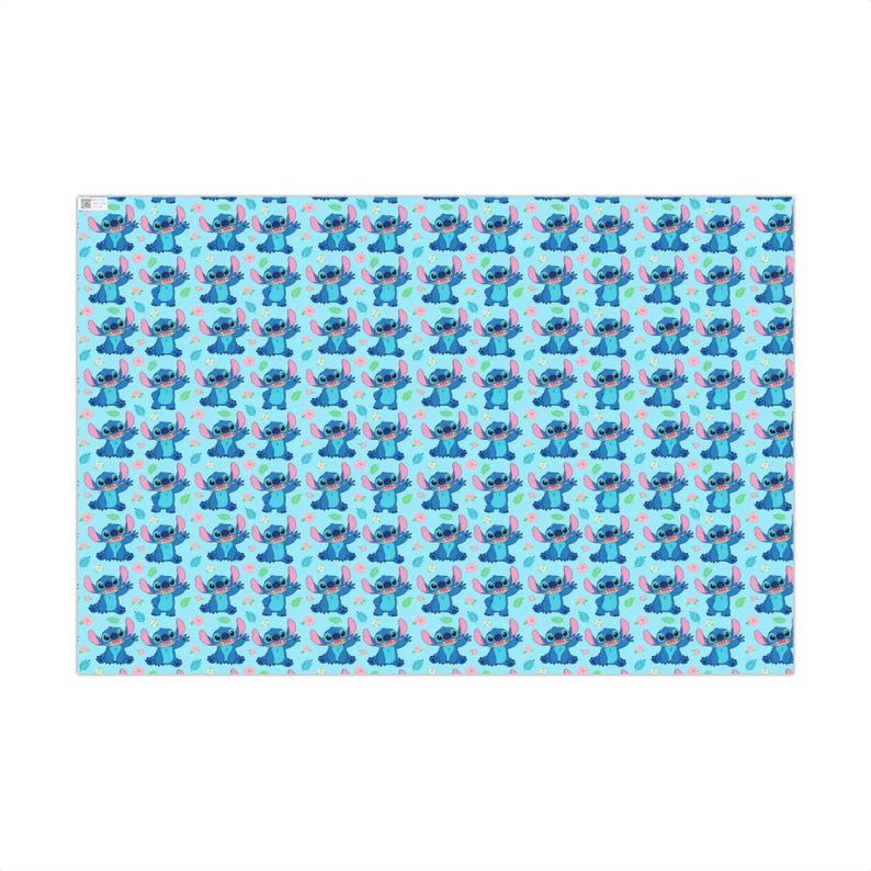 Stitch Wrapping Paper, Alien Gift Wrap, Hawaiian Birthday Wrapping Paper, Kids Birthday Gift Wrap, Tropical Party Supplies image 4