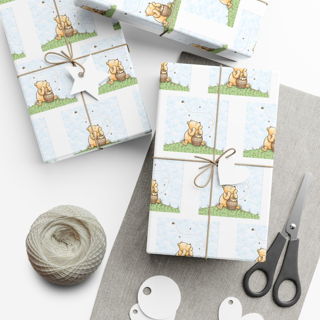 Classic Winnie the Pooh Wrapping Paper, Vintage Storybook Baby