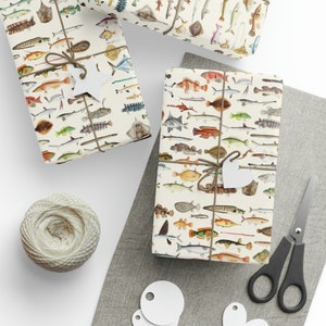 Fish Wrapping Paper Fishing Gift Wrap Fisherman Birthday Party Present