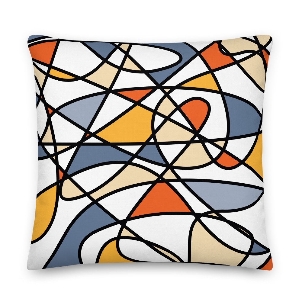 Orange & Gray Abstract Pillow 22x22 Etsy