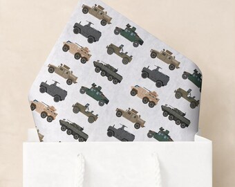 Military Vehicle Tissue Paper, Army Gift Wrap, Military Decoupage Gift Wrapping, Tank Tissue Paper, Army Tissue Paper, Set of 6