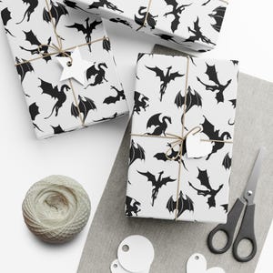 Dragon Wrapping Paper Birthday Gift Wrap Party Present Black