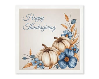 Fall Pumpkin Paper Napkins, Custom Autumn Harvest Party Napkins, Thanksgiving Cocktail Napkins, Personalized Fall Party Supplies, Set of 50