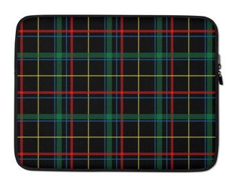 Black and Red Tartan Plaid Scottish Laptop Case Canvas Pattern Briefcase Sleeve Laptop Shoulder Messenger Bag Case Sleeve for 13.4-14.5 inch Apple Laptop Briefcase