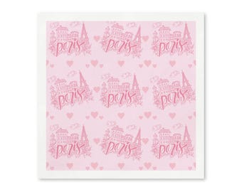 Paris Paper Napkins, Eiffel Tower Party Napkins, French Birthday Decor, Pink Parisian Party Supplies, Set of 50