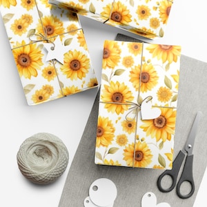Sunflowers Wrapping Paper Floral Flowers Gift Wrap Watercolor Yellow