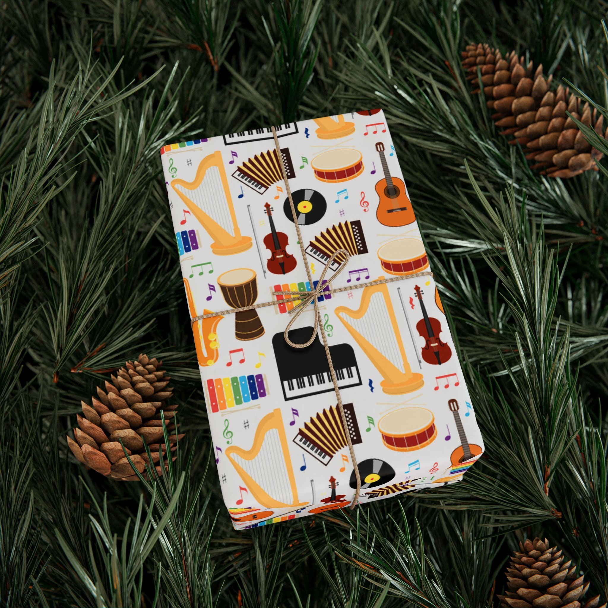 Music Wrapping Paper Musical Instruments Gift Wrap Guitar Piano Drums