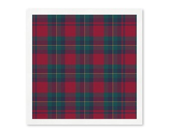 Red Green Plaid Christmas Paper Napkins, Holiday Party Napkins, Luxury Christmas Cocktail Table Decor, Winter Party Supplies, Set of 50