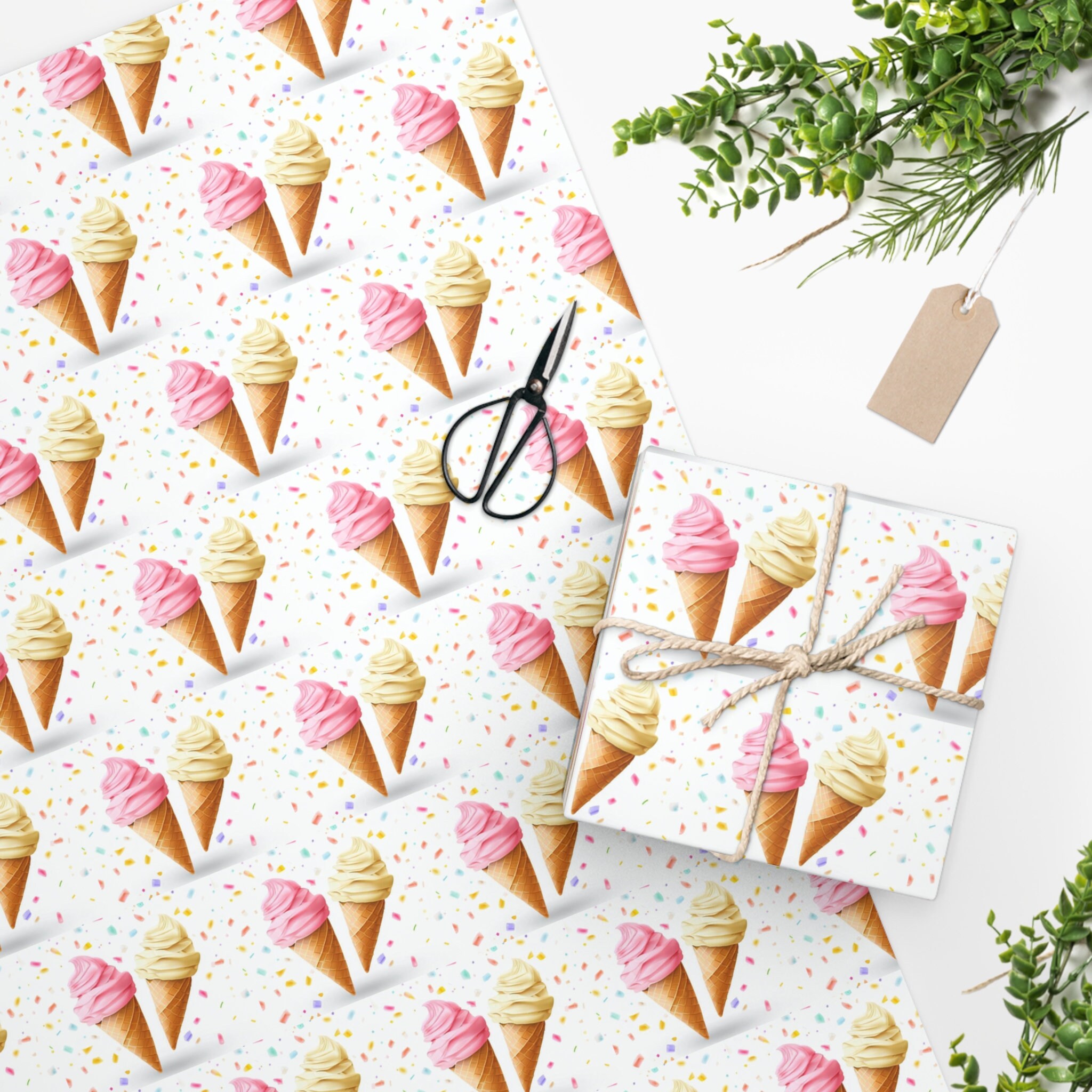 Ice Cream Wrapping Paper Birthday Gift Wrap Kids Birthday Etsy