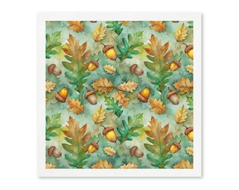 Fall Acorn & Leaves Paper Napkins, Autumn Harvest Party Napkins, Rustic Cocktail Napkins, Thanksgiving Table Decor, Set of 50