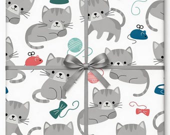 Cat Wrapping Paper, Kitten Kitty Gift Wrap, Pet Animal Birthday