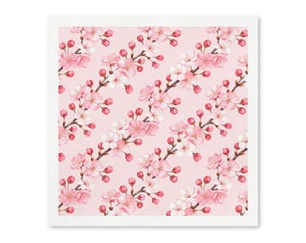 Cherry Blossom Paper Napkins, Pink Sakura Party Napkins, Floral Disposable Napkins, Botanical Cocktail Napkins, Set of 50