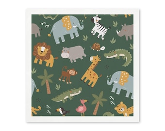 Safari Animals Paper Napkins, Jungle Party Napkins, Wild Animal Cocktail Napkins, Baby Shower Table Decor, Zoo Birthday Party, Set of 50