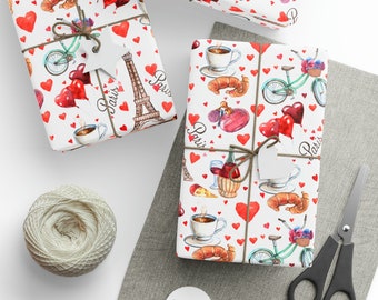 Paris Wrapping Paper Eiffel Tower Gift Wrap Birthday Party Bridal Shower Present