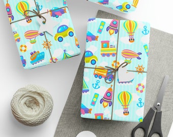 Transport Geburtstag Geschenkpapier Auto LKW Junge Geschenkverpackung Blau Babyparty