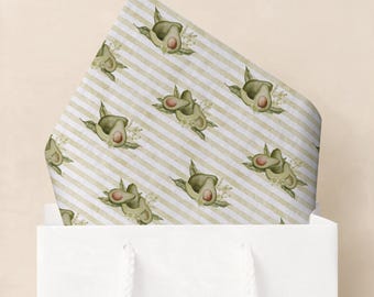 Avocado Tissue Paper, Avocado Decoupage Gift Wrap, Foodie Tissue Paper, Set of 6
