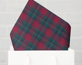 Red & Green Plaid Christmas Tissue Paper, Holiday Gift Wrap Tissue, Tartan Christmas Packaging Paper, Luxury Wedding Gift Tissue, Set of 6