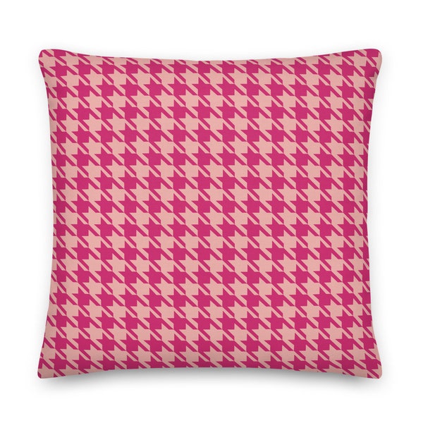 Pink Houndstooth Pillow + Cover