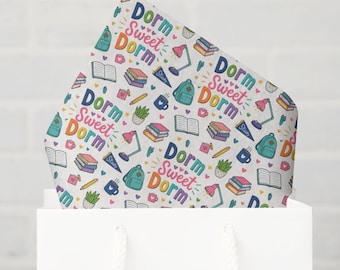School Dorm Tissue Paper, College Move-In Gift Wrap Tissue, Dorm Room Gift, Back to School Tissue Paper, College Student Gift Wrap, Set of 6