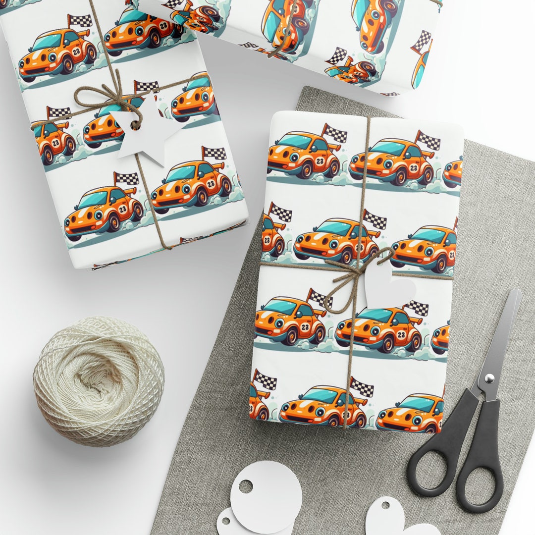 Race Car Wrapping Paper Racing Gift Wrap Birthday Present Boy Etsy