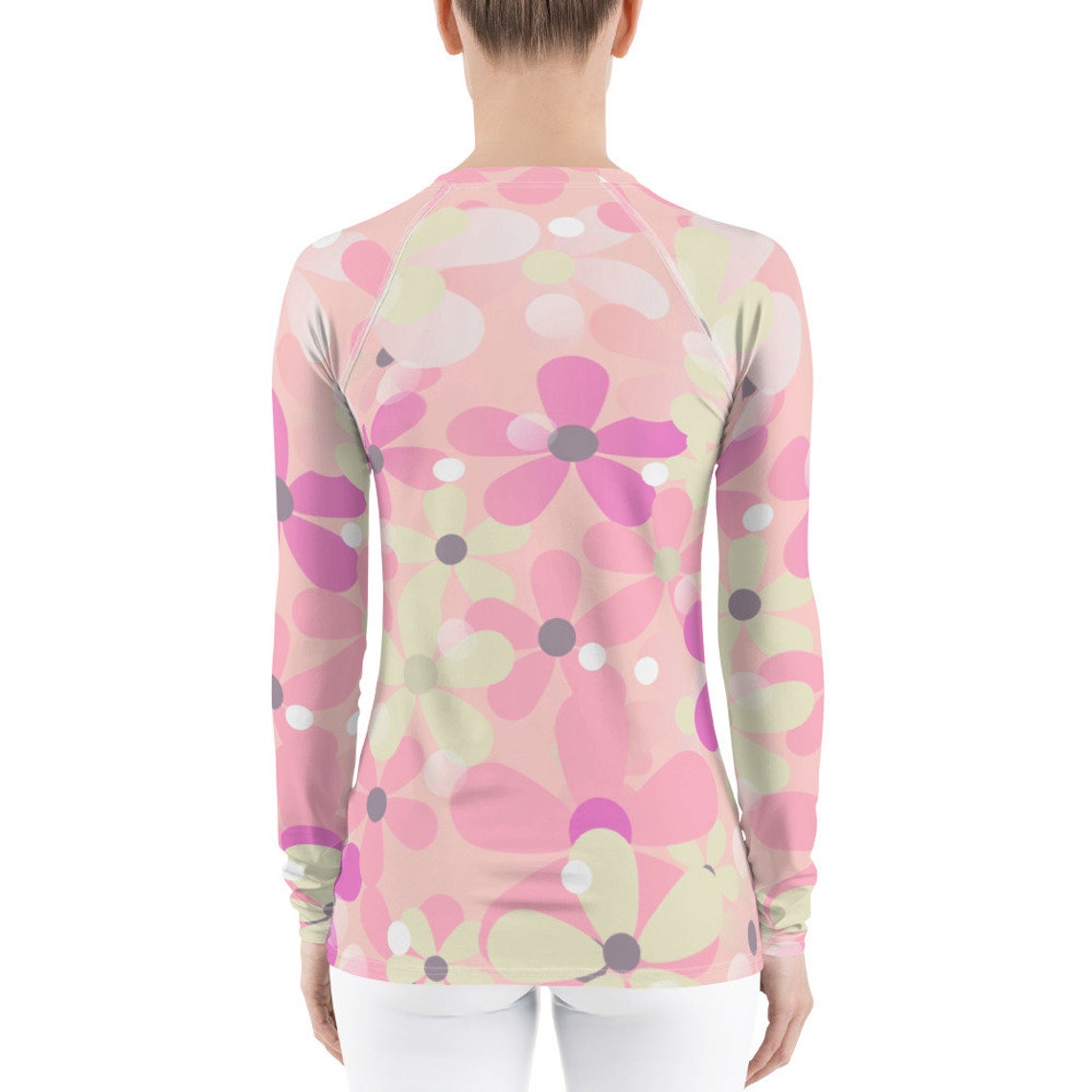 Pink Floral Rash Guard Etsy
