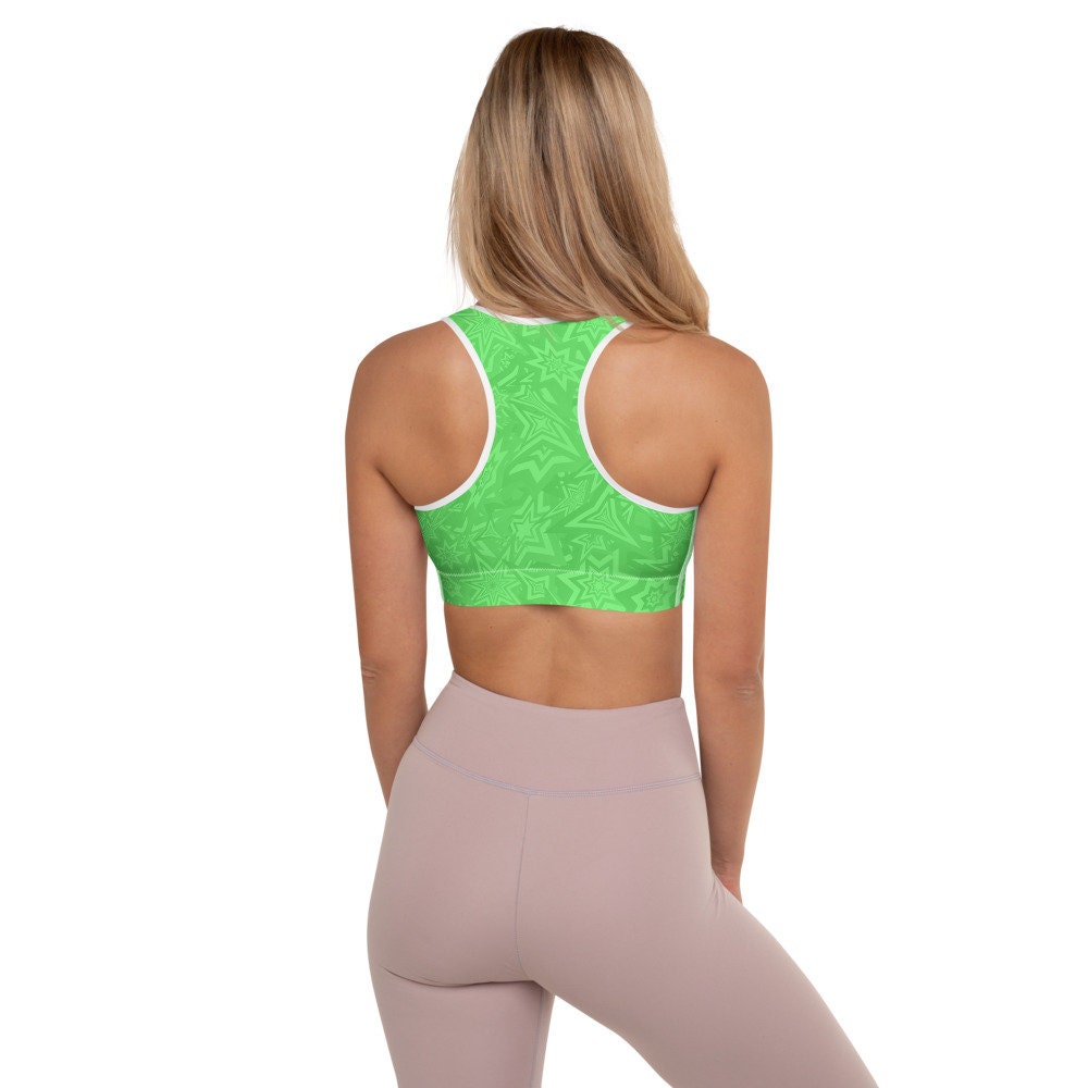 Lime Green Padded Sports Bra Etsy