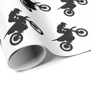 Motocross Wrapping Paper, Dirt Bike Birthday Gift Wrap, Off Road Racing, Extreme Sports, Supercross Motorbike afbeelding 3