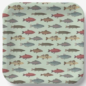 Little Fisherman Party Dinner Set - 16 Paper Plates & Napkins For Fishing Theme Birthday