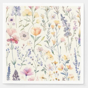 Wildflowers Paper Napkins Birthday Party Baby Bridal Shower Wedding Floral Flowers Garden, Set of 50