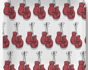 Boxing Square Paper Plates Birthday Party Red Gloves, Set of 8