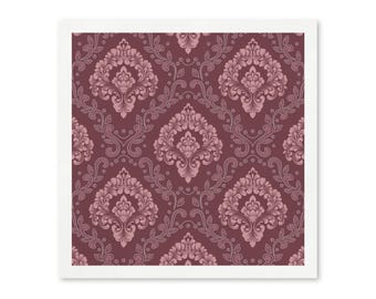 Burgundy Damask Paper Napkins, Elegant Cocktail Party Napkins, Vintage Baroque Table Decor, Wedding & Holiday Party Supplies, Set of 50