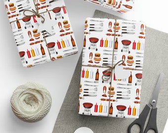 Father's Day Barbecue Wrapping Paper Dad Grilling Gift Wrap Daddy Grill BBQ Birthday Party Paper Present Dad