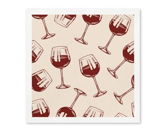 Red Wine Glass Paper Napkins, Wine Tasting Party Napkins, Vineyard Cocktail Napkins, Burgundy Table Decor, Set of 50