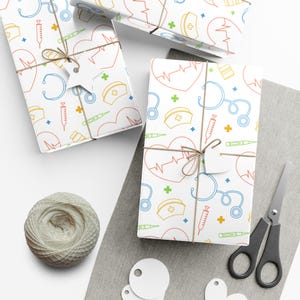 Doctor Nurse Wrapping Paper Healthcare Gift Wrap Birthday Party Medical