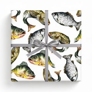 Fish Wrapping Paper, Fishing Gift Wrap, Ocean Fish Gift Wrap, Underwater Gift Wrapping Paper, Nautical Gift Packaging