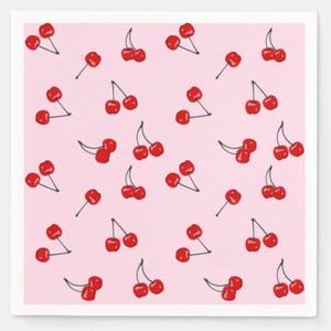 Cherries Paper Napkins Birthday Party Baby Bridal Shower Red Pink, Set of 50