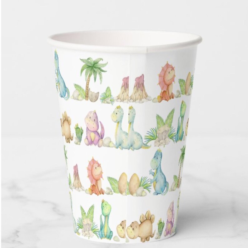 Dinosaurs Paper Cups Birthday Party Baby Shower Watercolor, Set of 8 - Etsy