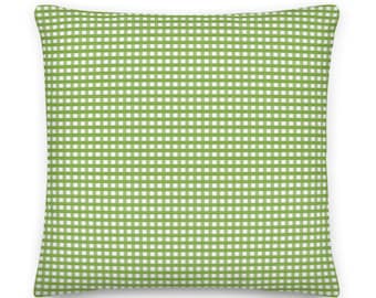 Green Gingham Pillow + Cover