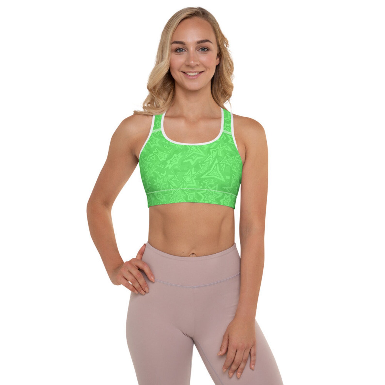 Lime Green Padded Sports Bra Etsy