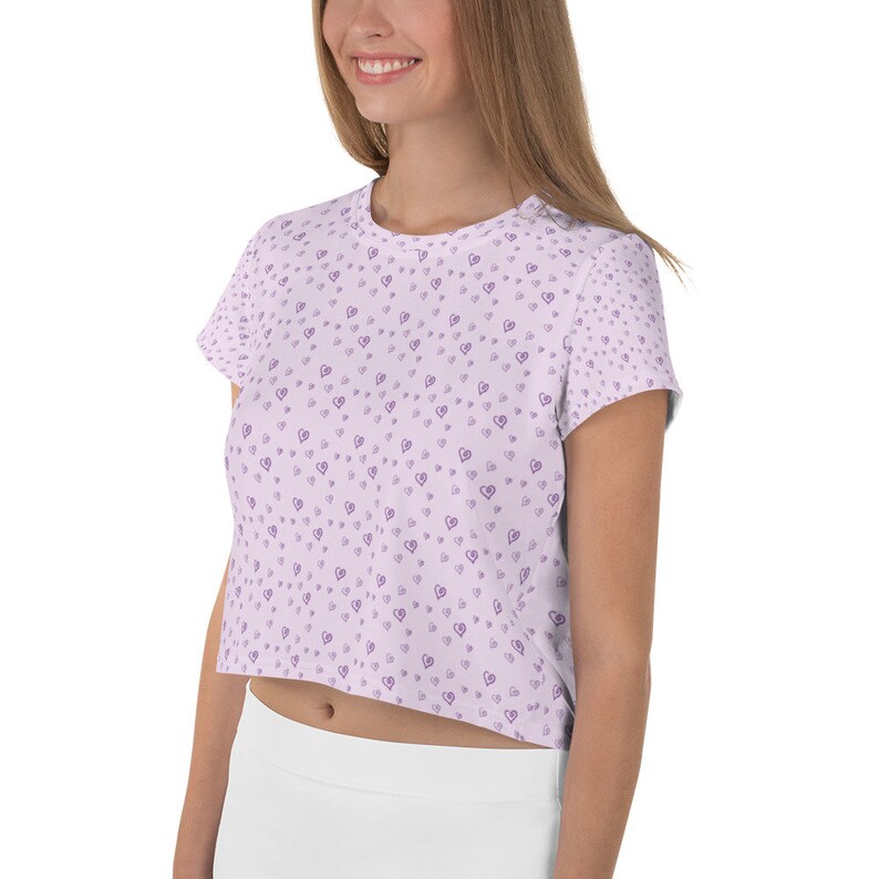 Purple Hearts Crop Tee