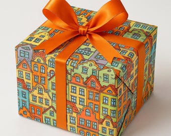 Housewarming Wrapping Paper, New Home Gift Wrap, Congratulations Stationery, Real Estate Closing Gift Wrap, Moving Day Gift Wrap
