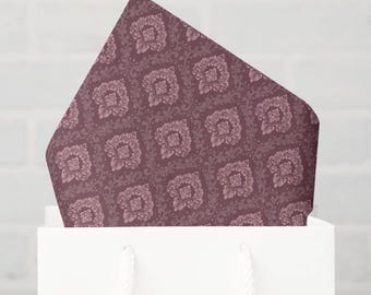Burgundy Damask Tissue Paper, Elegant Gift Wrap Tissue, Vintage Baroque Packaging Paper, Luxury Burgundy Tissue Paper, Set of 6