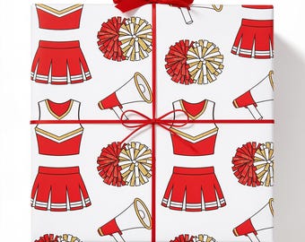 Cheerleader Wrapping Paper, Cheerleading Gift Wrap, Sports Team Gift Wrap, Cheer Party Birthday Wrapping Paper, Cheer Squad Gift Wrap